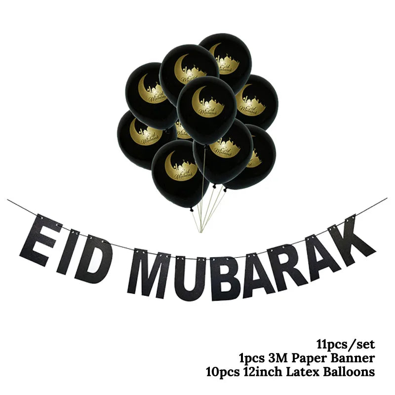 Islam Al Adha Eid Mubarak Banner Bunting Balloons 2022  Kareem Ramadan Decoration For Home Islam Muslim Event Party Supplies