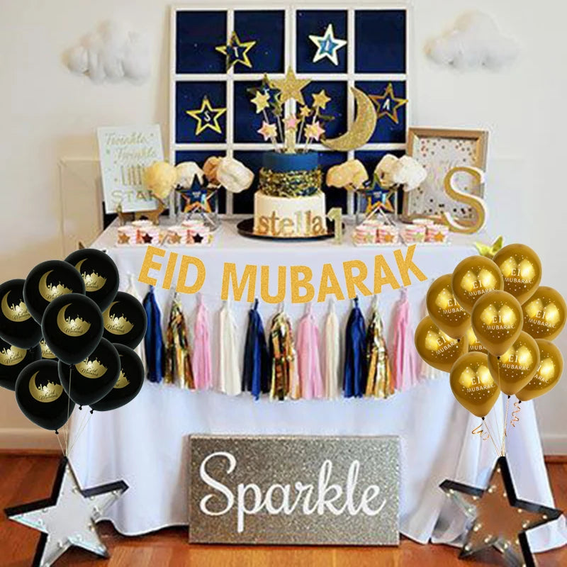 Islam Al Adha Eid Mubarak Banner Bunting Balloons 2022  Kareem Ramadan Decoration For Home Islam Muslim Event Party Supplies