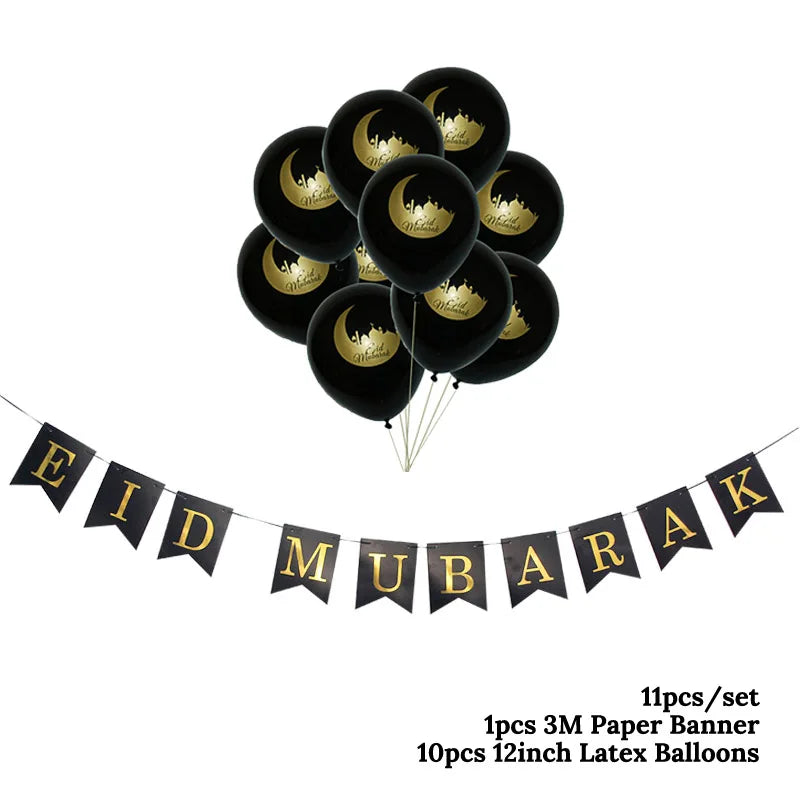 Islam Al Adha Eid Mubarak Banner Bunting Balloons 2022  Kareem Ramadan Decoration For Home Islam Muslim Event Party Supplies