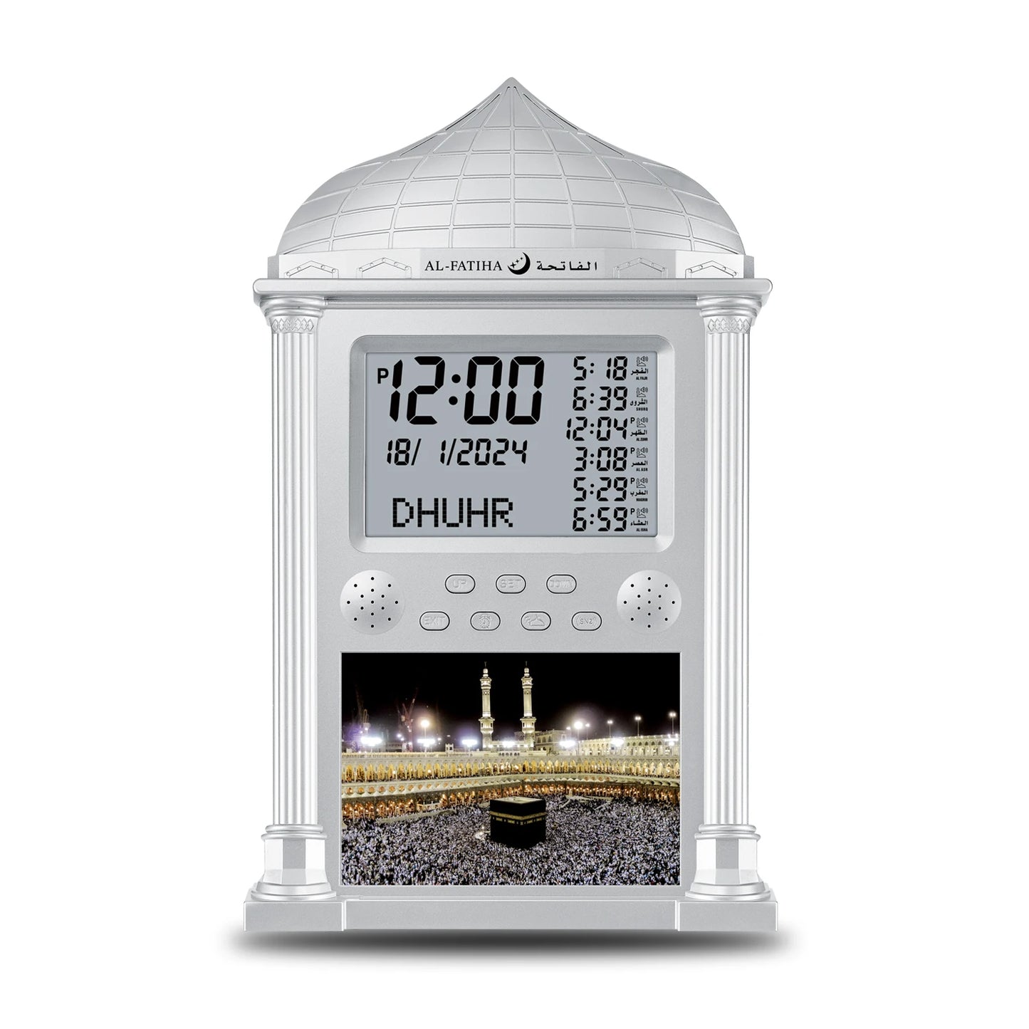 AL-FATIHA Muslim Islamic Islam Stylish Azan Adhan Prayer Reminder Alarm Mosque Wall Clock Prayer Time Hijri Digital LED Azan 2025