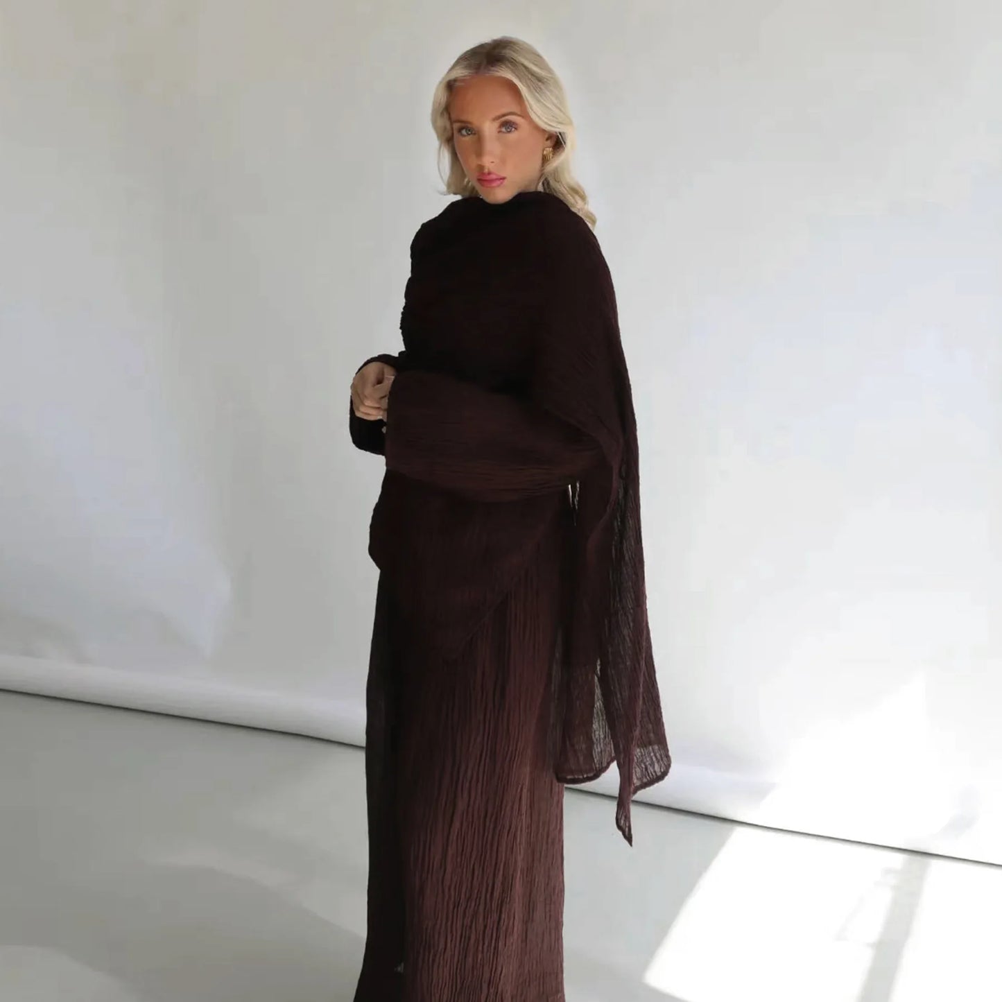 Women  Set Elegant Dubai Solid Color Button-Down Cardigan and Pants Suit Modest Outfit 2025