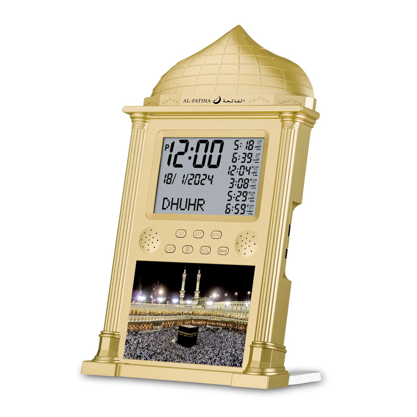 AL-FATIHA Muslim Islamic Islam Stylish Azan Adhan Prayer Reminder Alarm Mosque Wall Clock Prayer Time Hijri Digital LED Azan 2025