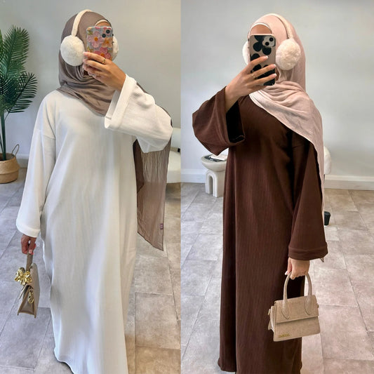 Abaya for Women Corduroy Dress 2025  Dresses Jalabiya Long Robe Dubai Kaftan