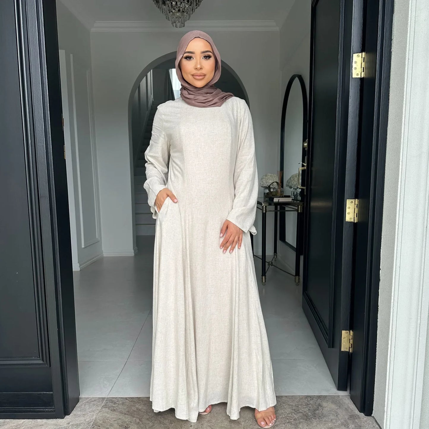 Clothes Women Solid Robe Malay  Dubai Zipper Cardigan Robe Fashion Simplicity Summer Dress for Women 2025
