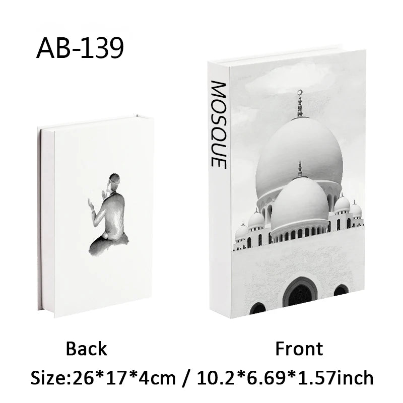 Islam Luxury Fake Book Storage Box Islamic Kaaba Mosque Decorative Books Home Decor Coffee Table Bedroom Interior Decoration