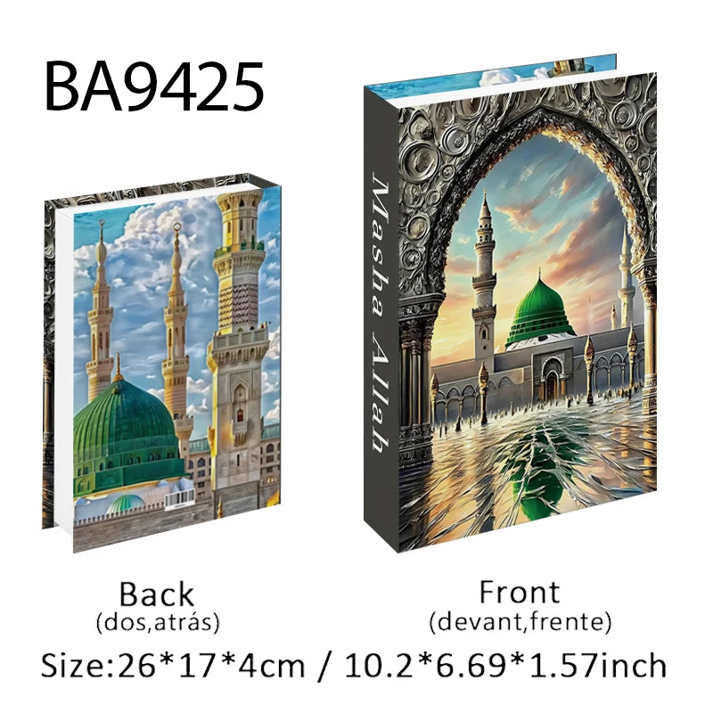 Islam Luxury Fake Book Storage Box Islamic Kaaba Mosque Decorative Books Home Decor Coffee Table Bedroom Interior Decoration