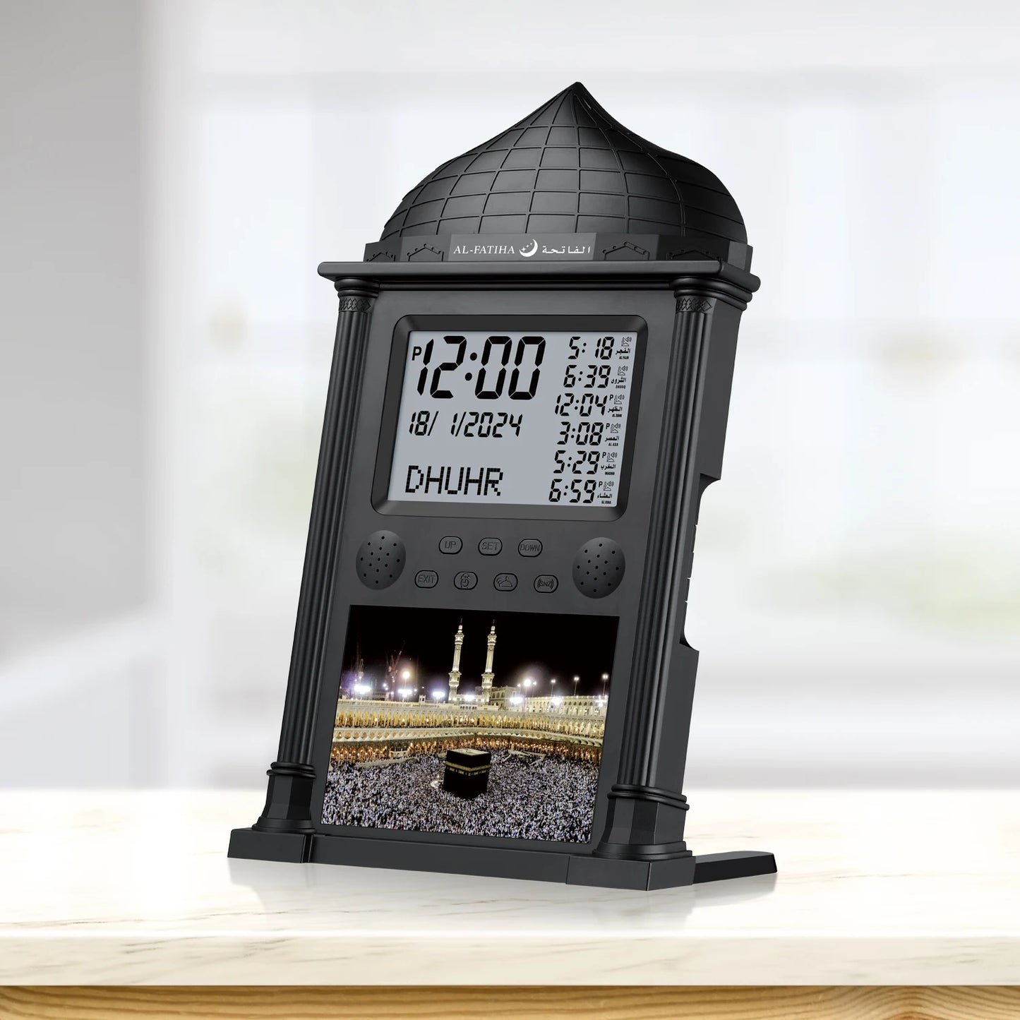 AL-FATIHA Muslim Islamic Islam Stylish Azan Adhan Prayer Reminder Alarm Mosque Wall Clock Prayer Time Hijri Digital LED Azan 2025