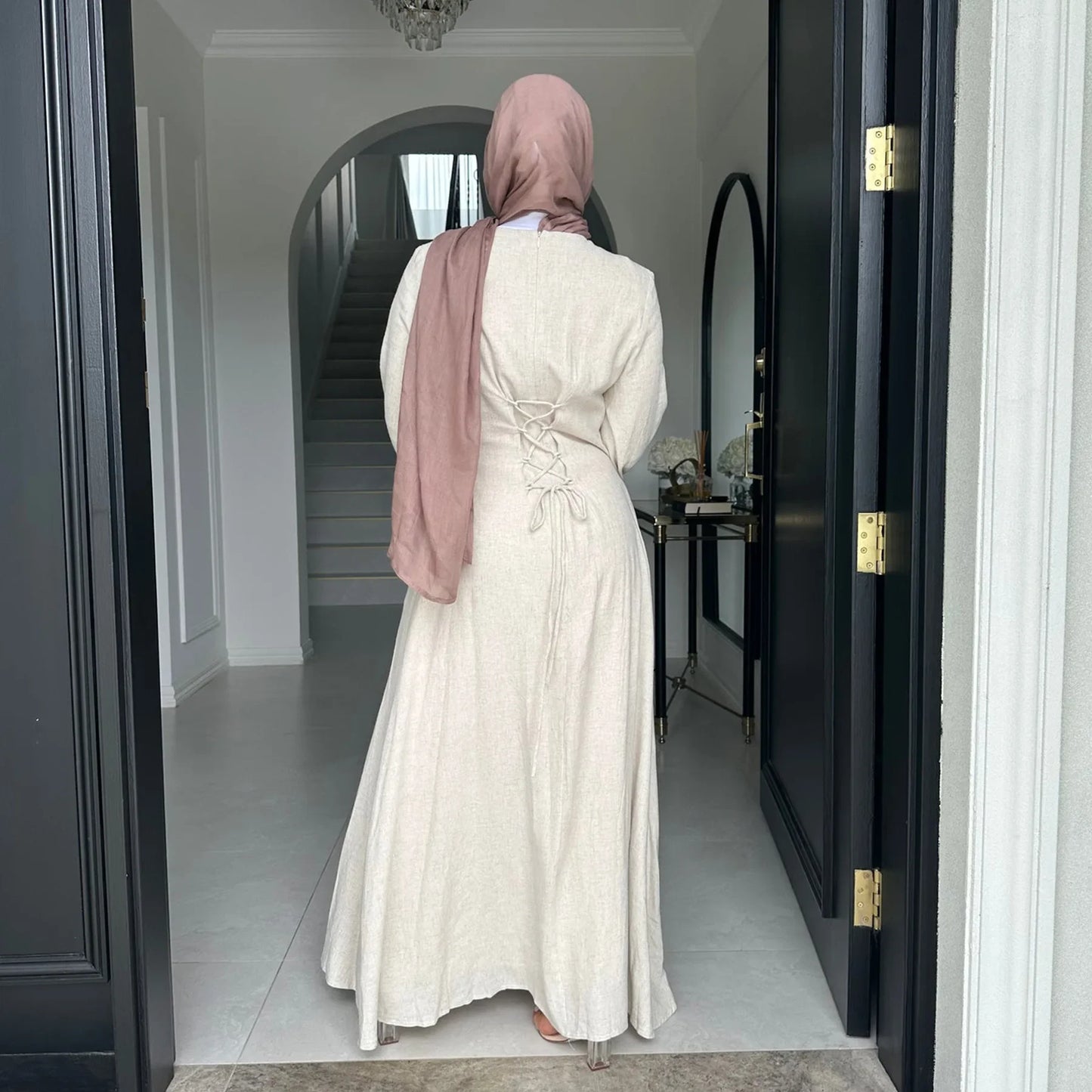 Clothes Women Solid Robe Malay  Dubai Zipper Cardigan Robe Fashion Simplicity Summer Dress for Women 2025