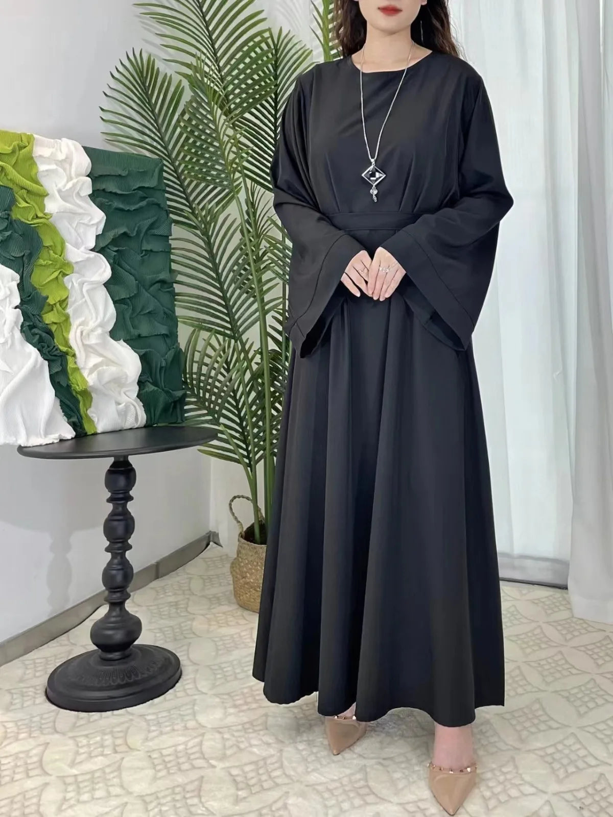 Abayas Women Kaftans  Dress With Belt Full Sleeve Clothing Women  Dubai Robe Dresses 2025