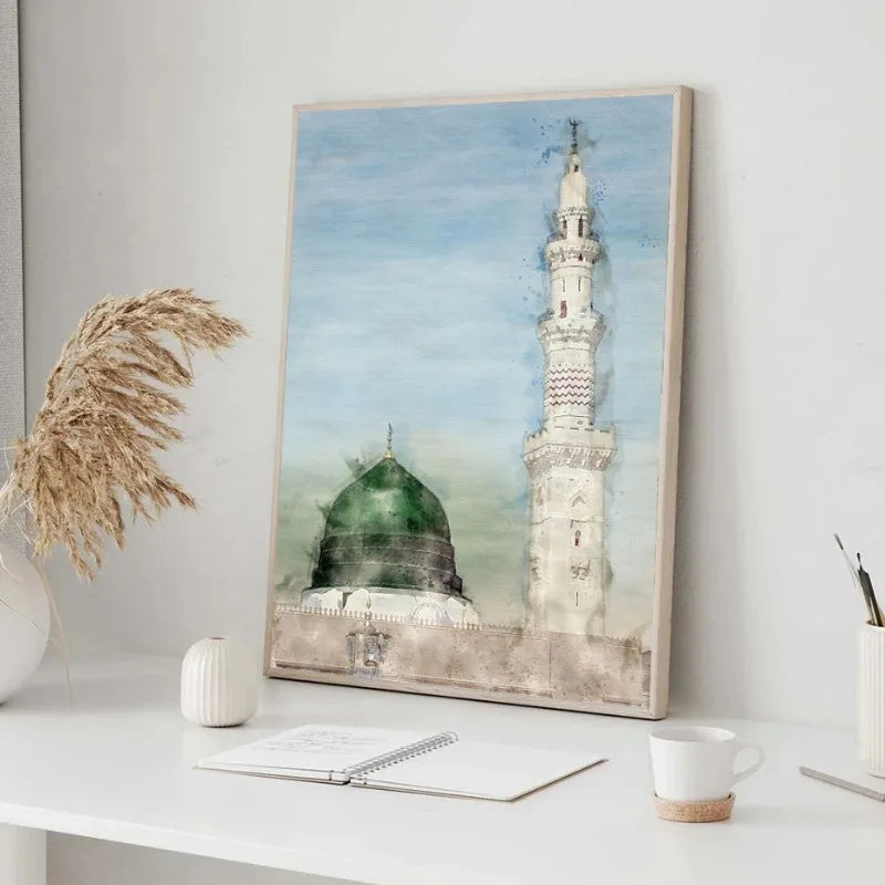 Islamic Masjid Mosque Allah Mecca Medina Kaaba Sacred Place Posters Canvas Painting Print Wall Art Pictures Living Room Decor