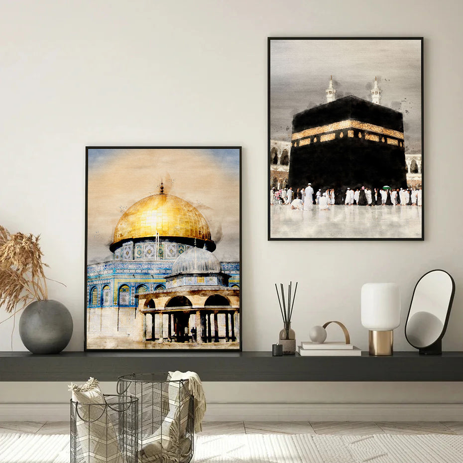 Islamic Masjid Mosque Allah Mecca Medina Kaaba Sacred Place Posters Canvas Painting Print Wall Art Pictures Living Room Decor