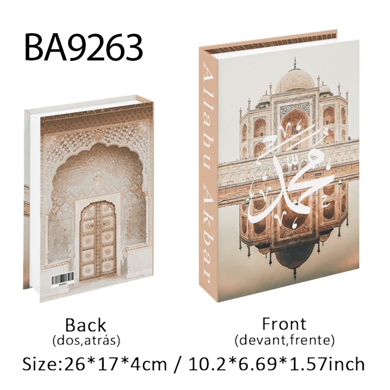 Islam Luxury Fake Book Storage Box Islamic Kaaba Mosque Decorative Books Home Decor Coffee Table Bedroom Interior Decoration