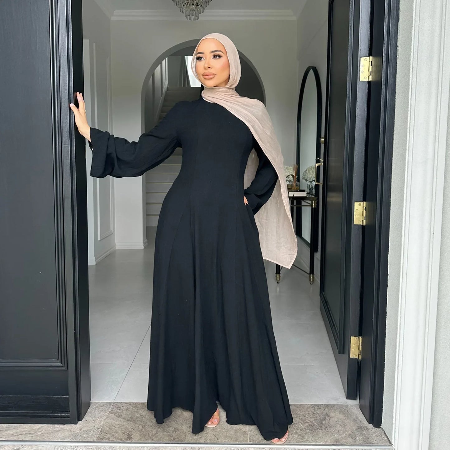 Clothes Women Solid Robe Malay  Dubai Zipper Cardigan Robe Fashion Simplicity Summer Dress for Women 2025