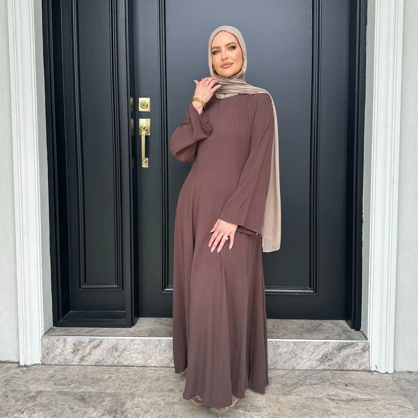 Clothes Women Solid Robe Malay  Dubai Zipper Cardigan Robe Fashion Simplicity Summer Dress for Women 2025