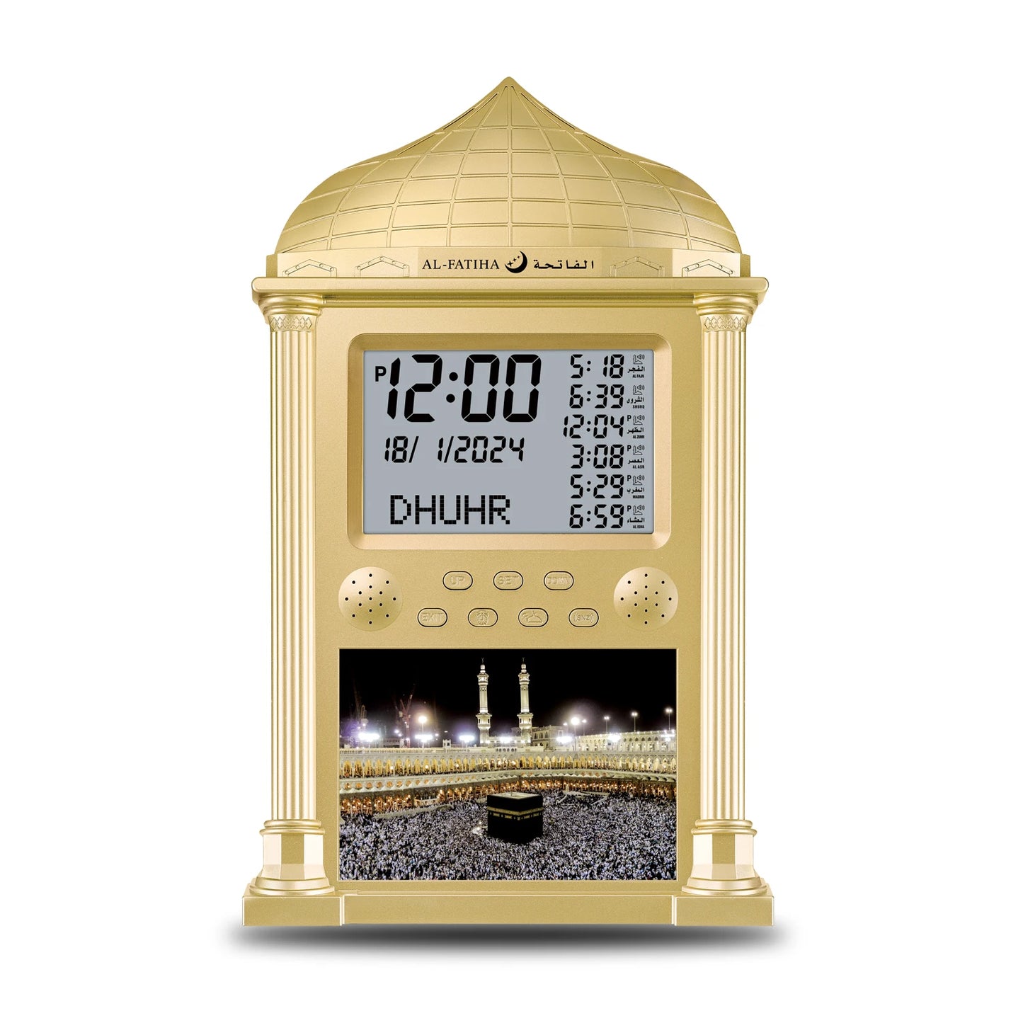 AL-FATIHA Muslim Islamic Islam Stylish Azan Adhan Prayer Reminder Alarm Mosque Wall Clock Prayer Time Hijri Digital LED Azan 2025