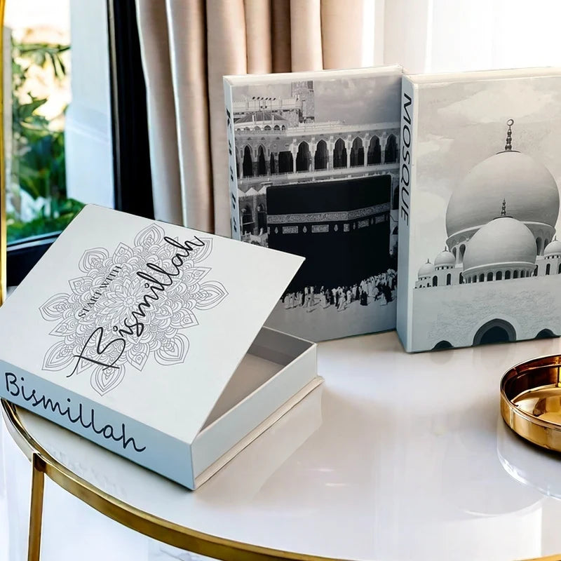 Islam Luxury Fake Book Storage Box Islamic Kaaba Mosque Decorative Books Home Decor Coffee Table Bedroom Interior Decoration