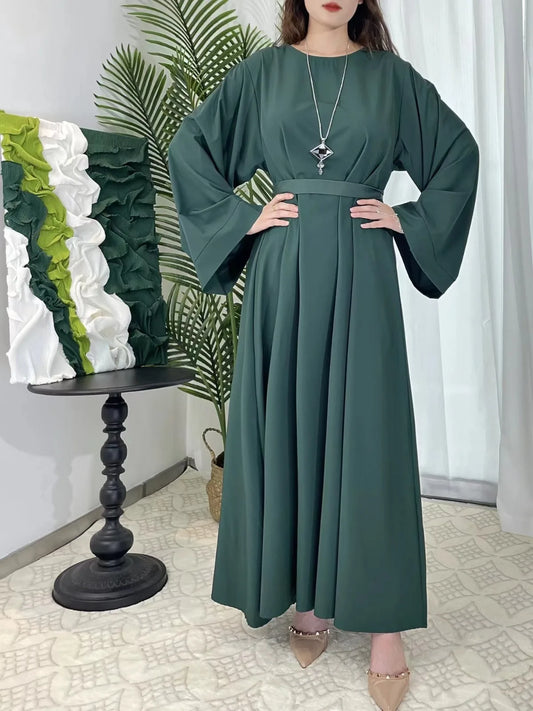 Abayas Women Kaftans  Dress With Belt Full Sleeve Clothing Women  Dubai Robe Dresses 2025