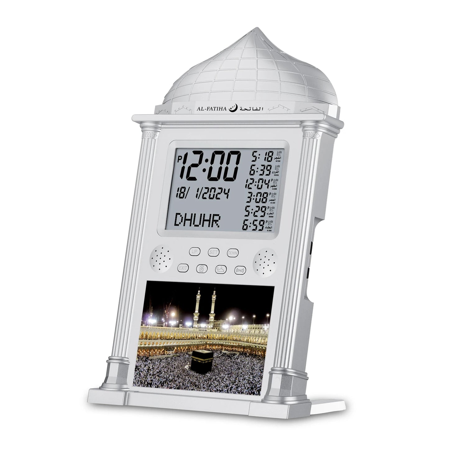 AL-FATIHA Muslim Islamic Islam Stylish Azan Adhan Prayer Reminder Alarm Mosque Wall Clock Prayer Time Hijri Digital LED Azan 2025