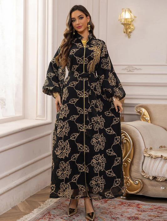 Elegant Black Abaya Black Floral Embroidery Versatile ModestFlair for Dubai Casual2025