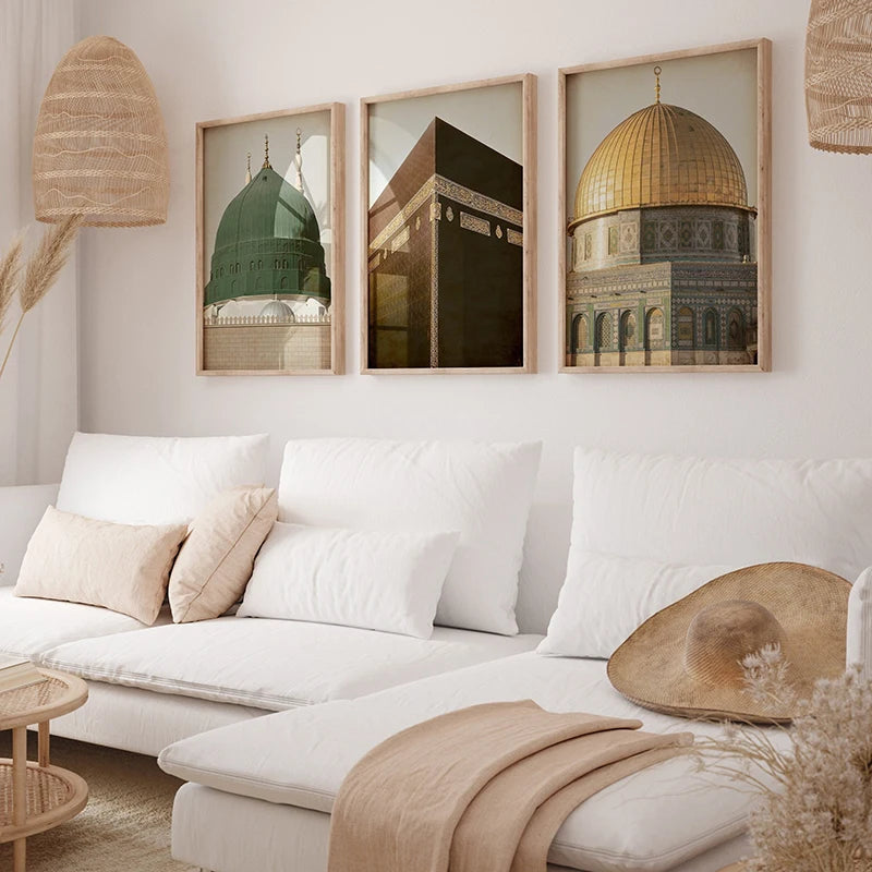 Islamic Masjid Mosque Allah Mecca Medina Kaaba Sacred Place Posters Canvas Painting Print Wall Art Pictures Living Room Decor