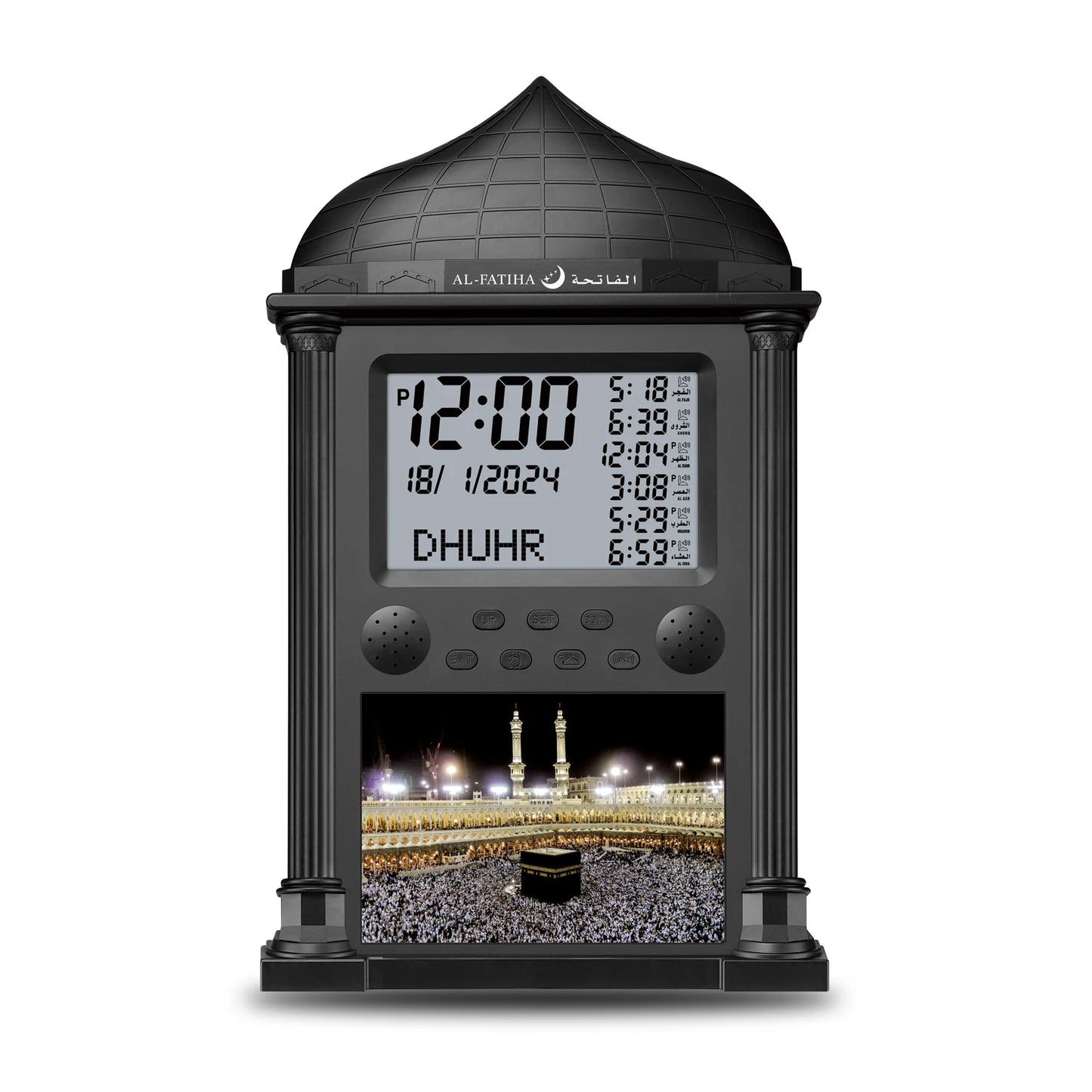 AL-FATIHA Muslim Islamic Islam Stylish Azan Adhan Prayer Reminder Alarm Mosque Wall Clock Prayer Time Hijri Digital LED Azan 2025