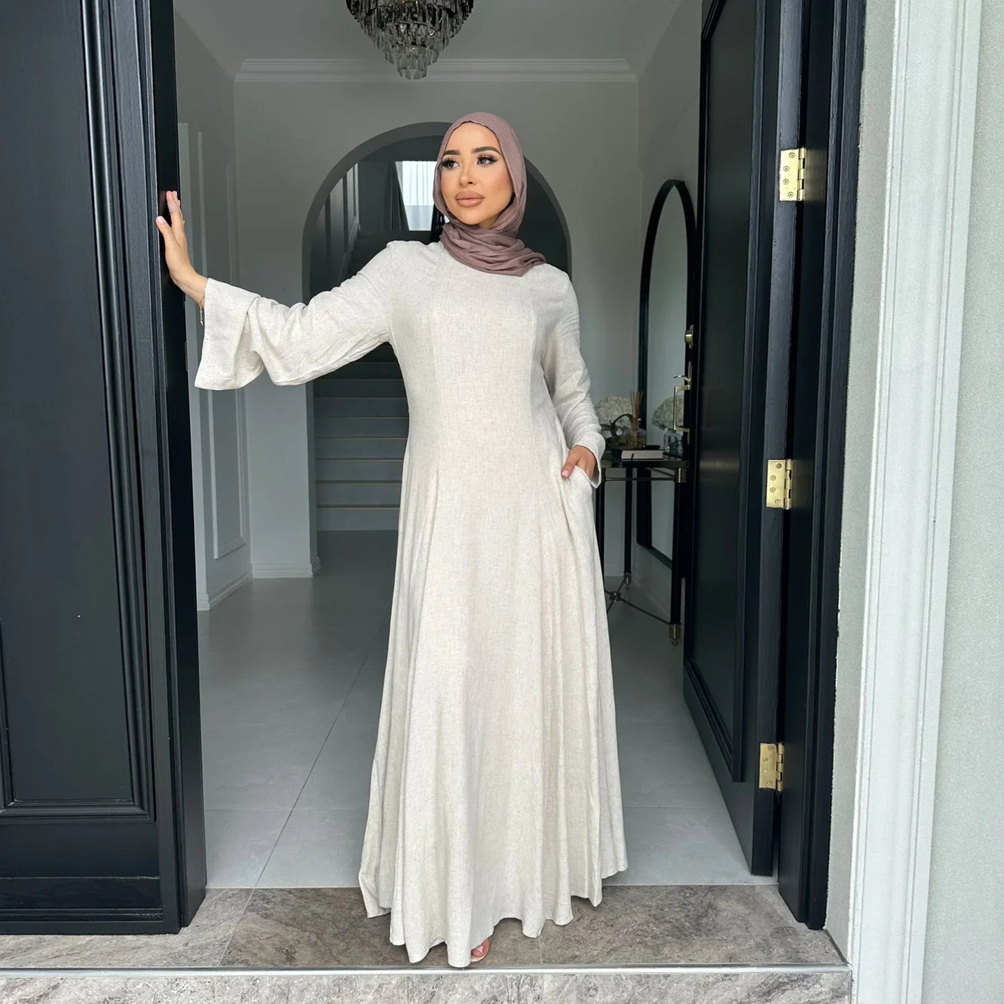 Clothes Women Solid Robe Malay  Dubai Zipper Cardigan Robe Fashion Simplicity Summer Dress for Women 2025