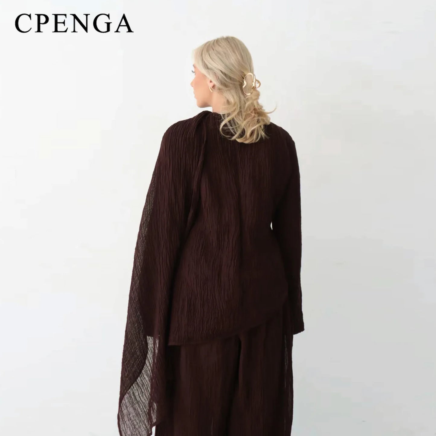 Women  Set Elegant Dubai Solid Color Button-Down Cardigan and Pants Suit Modest Outfit 2025