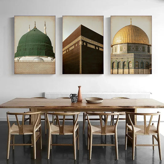 Islamic Masjid Mosque Allah Mecca Medina Kaaba Sacred Place Posters Canvas Painting Print Wall Art Pictures Living Room Decor