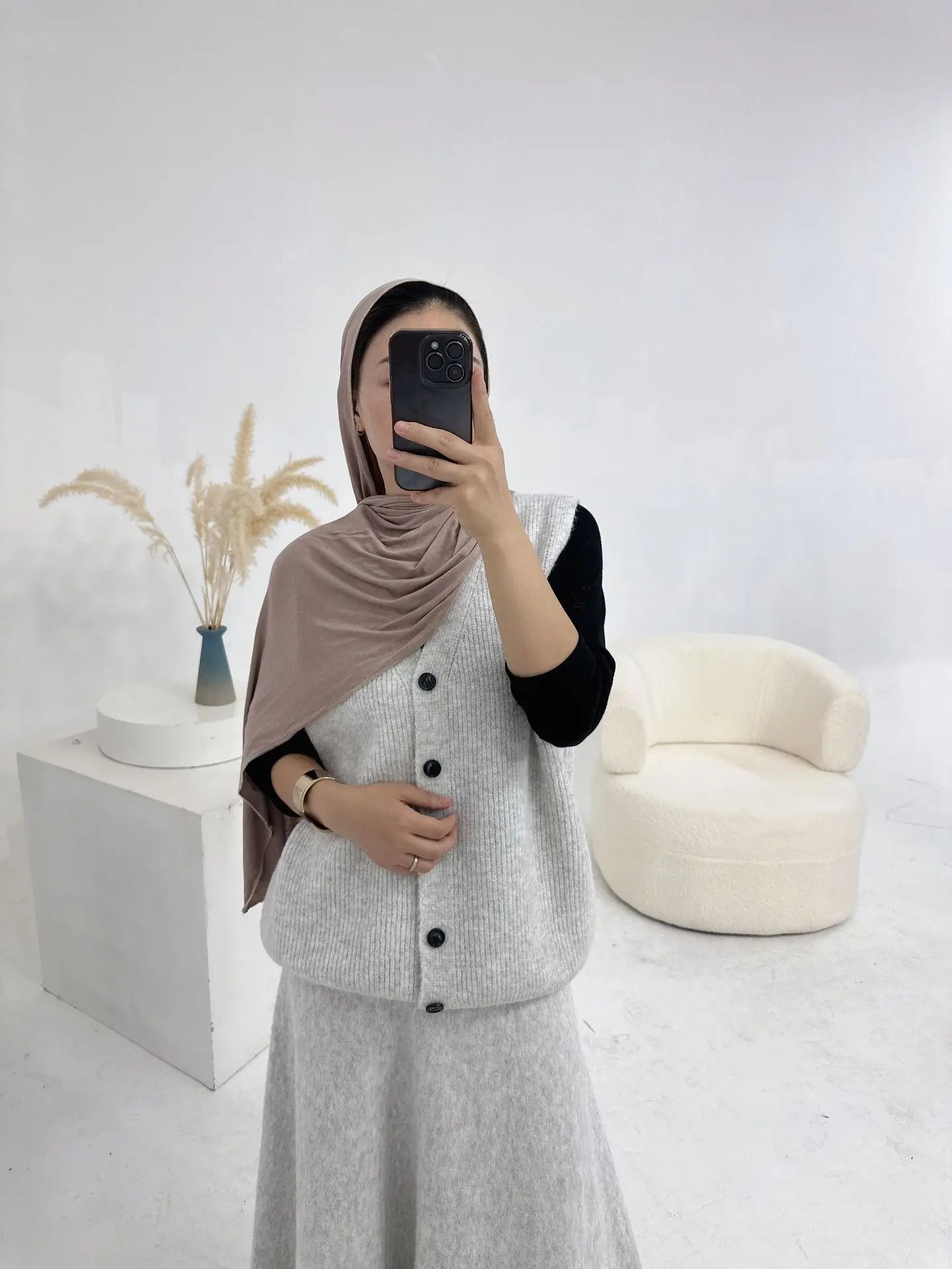 Winter Woman Set Thick Knitted sweater Tops with Skirt Modest Outfits