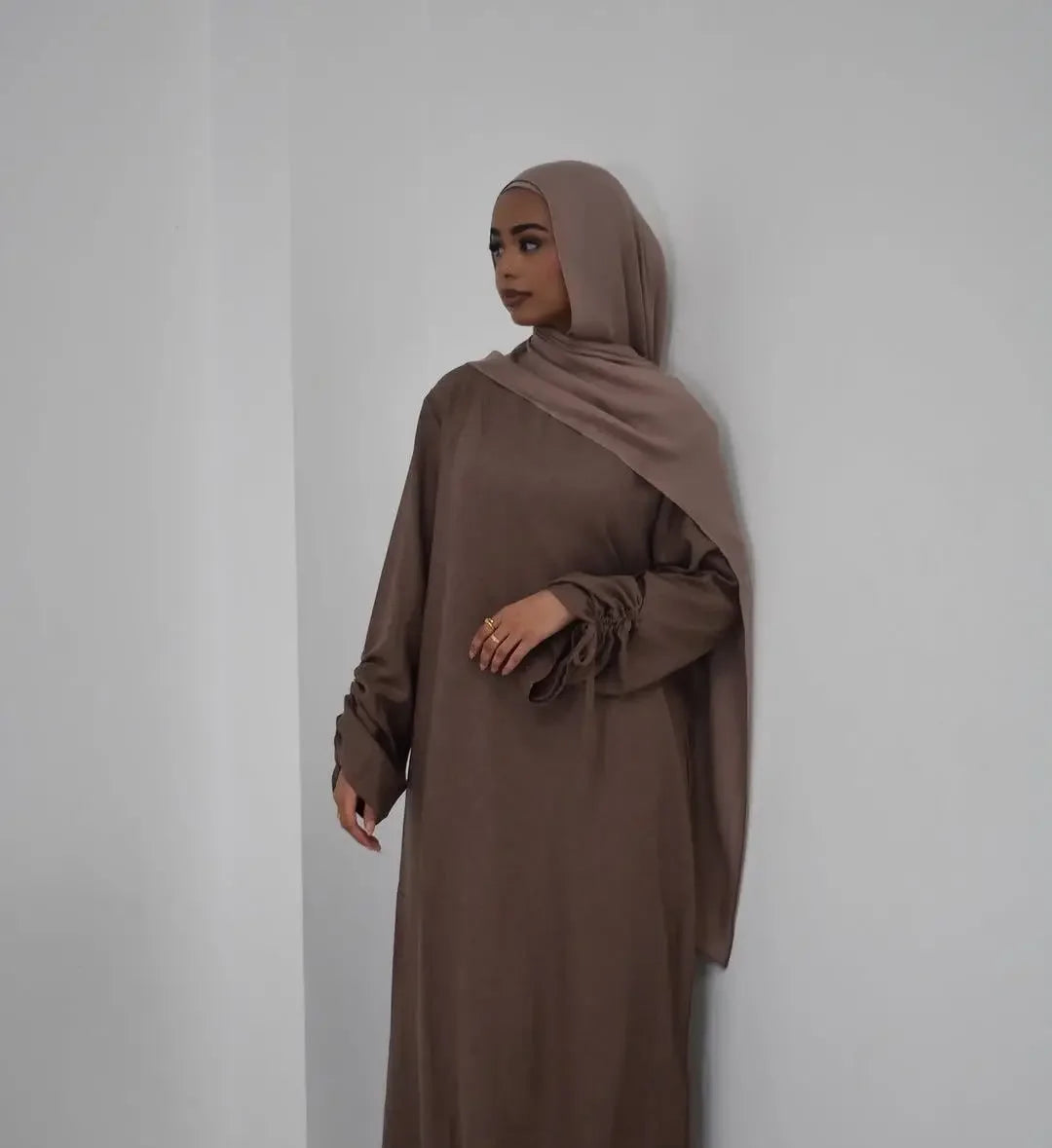 Women Modest Dress Abaya String Sleeve  Dubai Kaftan Islam 2025 Vestidos Largos Jalabiya Ramadan