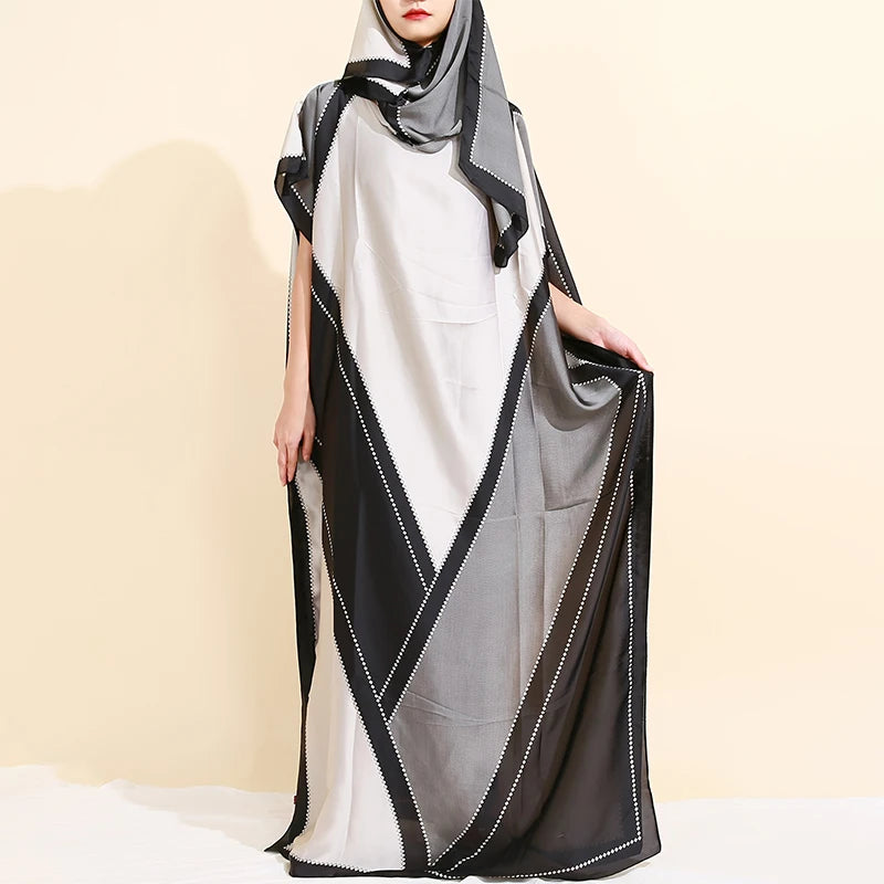 set For Women 2025 New Printed Silk Soft Loose Femme Elegant RobeParty Dresses With Belt Turban