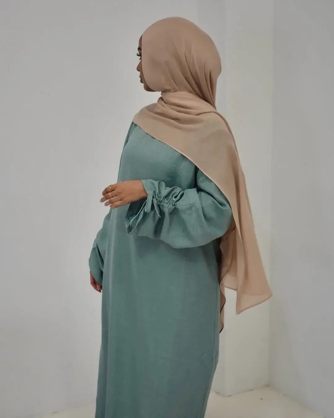 Women Modest Dress Abaya String Sleeve  Dubai Kaftan Islam 2025 Vestidos Largos Jalabiya Ramadan