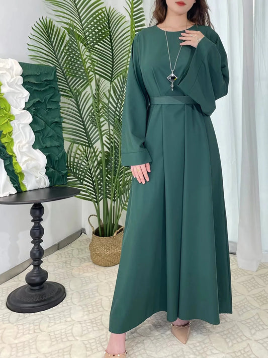 Abayas Women Kaftans  Dress With Belt Full Sleeve Clothing Women  Dubai Robe Dresses 2025