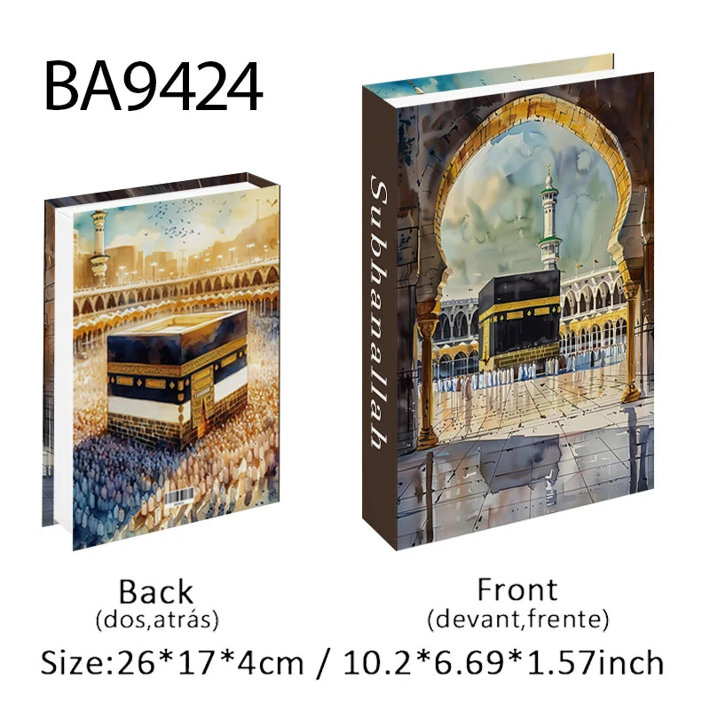 Islam Luxury Fake Book Storage Box Islamic Kaaba Mosque Decorative Books Home Decor Coffee Table Bedroom Interior Decoration