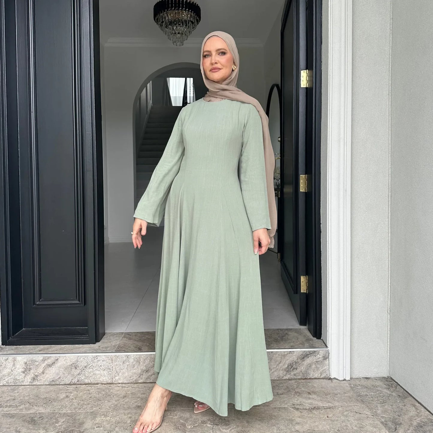 Clothes Women Solid Robe Malay  Dubai Zipper Cardigan Robe Fashion Simplicity Summer Dress for Women 2025