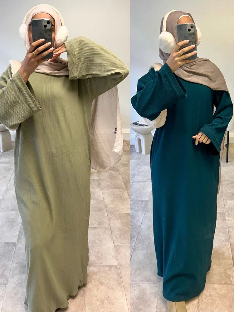 Abaya for Women Corduroy Dress 2025  Dresses Jalabiya Long Robe Dubai Kaftan