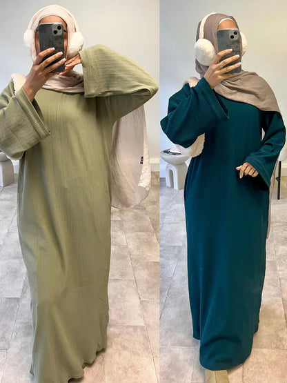 Abaya for Women Corduroy Dress 2025  Dresses Jalabiya Long Robe Dubai Kaftan