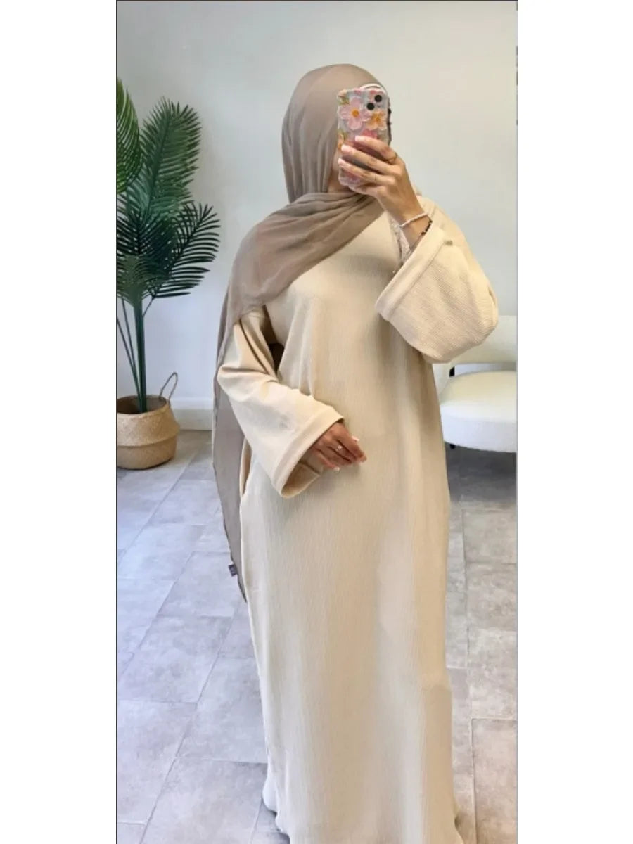 Abaya for Women Corduroy Dress 2025  Dresses Jalabiya Long Robe Dubai Kaftan