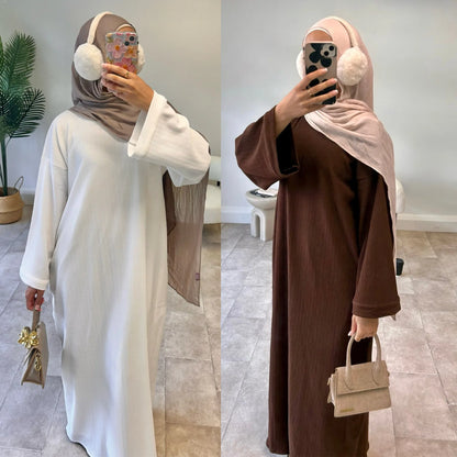 Abaya for Women Corduroy Dress 2025  Dresses Jalabiya Long Robe Dubai Kaftan