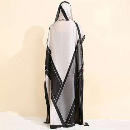 set For Women 2025 New Printed Silk Soft Loose Femme Elegant RobeParty Dresses With Belt Turban