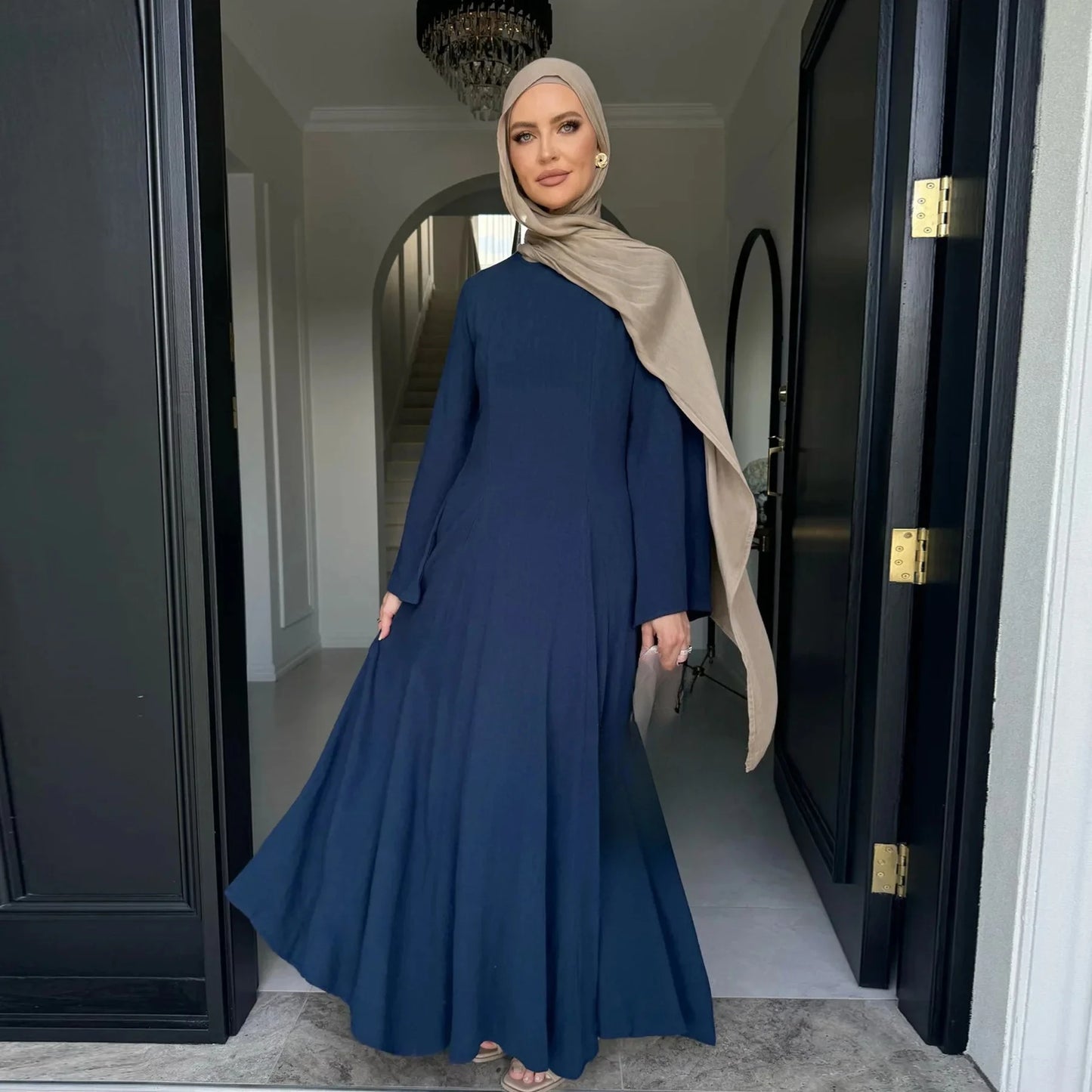 Clothes Women Solid Robe Malay  Dubai Zipper Cardigan Robe Fashion Simplicity Summer Dress for Women 2025