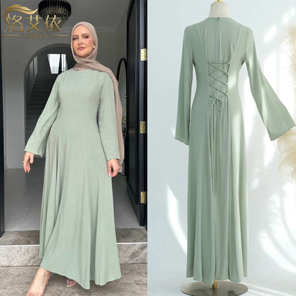 Clothes Women Solid Robe Malay  Dubai Zipper Cardigan Robe Fashion Simplicity Summer Dress for Women 2025