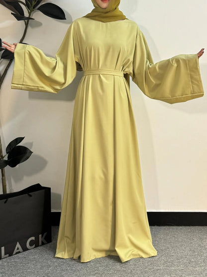 Abayas Women Kaftans  Dress With Belt Full Sleeve Clothing Women  Dubai Robe Dresses 2025