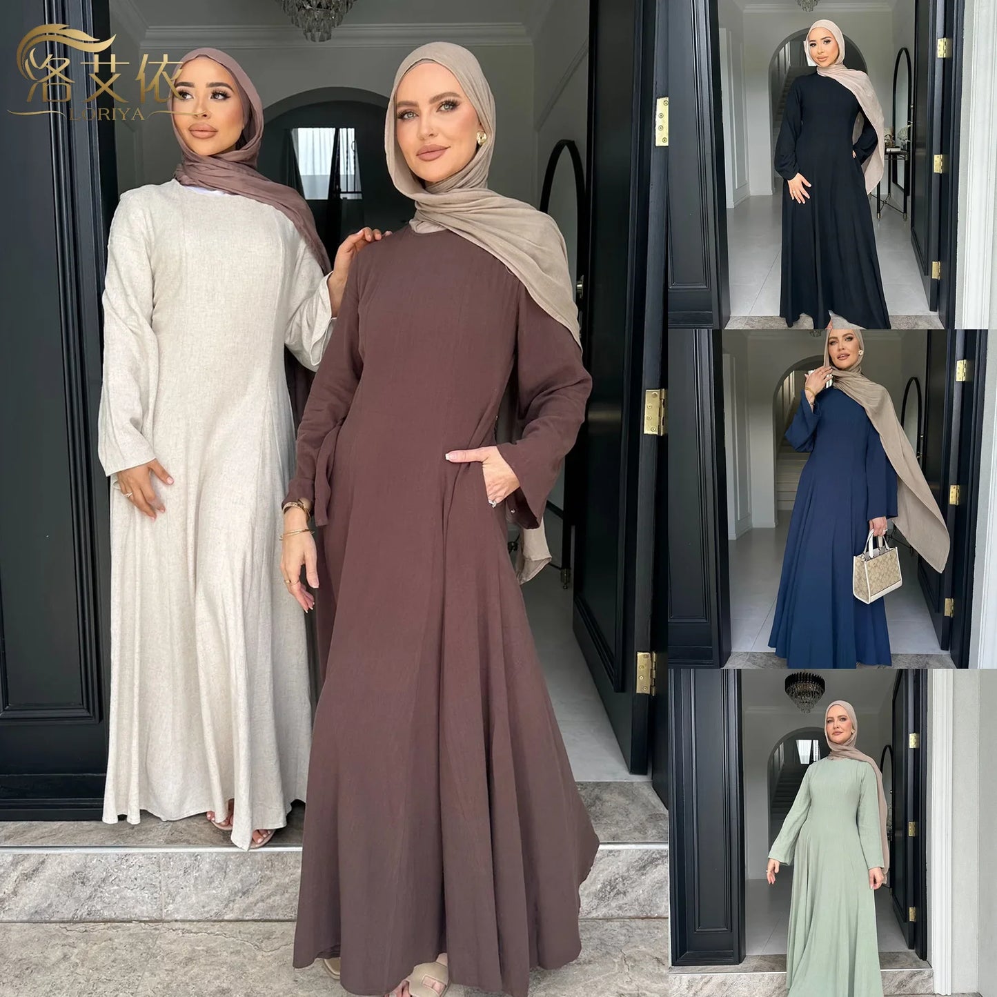 Clothes Women Solid Robe Malay  Dubai Zipper Cardigan Robe Fashion Simplicity Summer Dress for Women 2025
