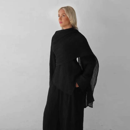 Women  Set Elegant Dubai Solid Color Button-Down Cardigan and Pants Suit Modest Outfit 2025