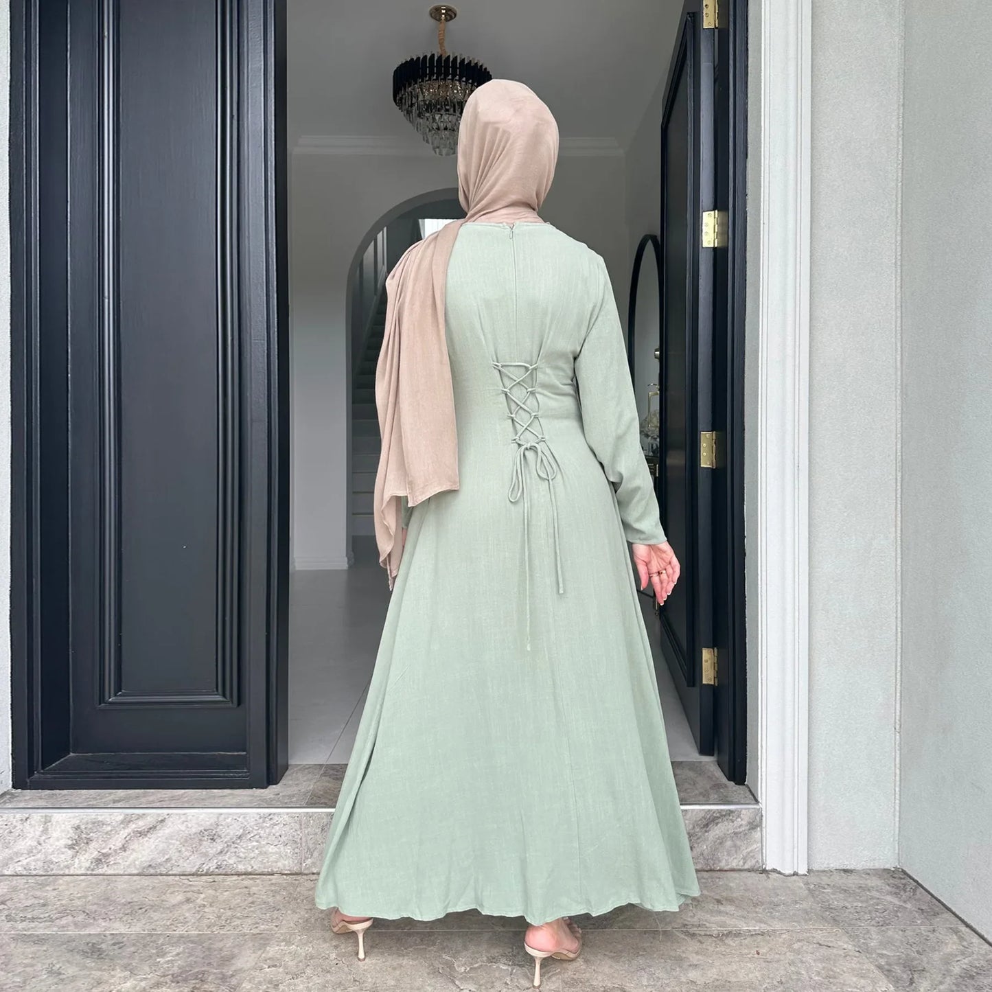 Clothes Women Solid Robe Malay  Dubai Zipper Cardigan Robe Fashion Simplicity Summer Dress for Women 2025