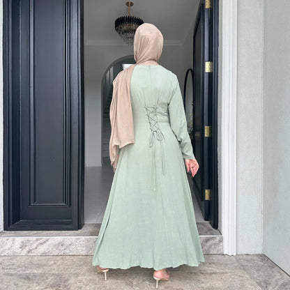 Clothes Women Solid Robe Malay  Dubai Zipper Cardigan Robe Fashion Simplicity Summer Dress for Women 2025