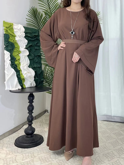 Abayas Women Kaftans  Dress With Belt Full Sleeve Clothing Women  Dubai Robe Dresses 2025