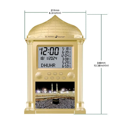 AL-FATIHA Muslim Islamic Islam Stylish Azan Adhan Prayer Reminder Alarm Mosque Wall Clock Prayer Time Hijri Digital LED Azan 2025