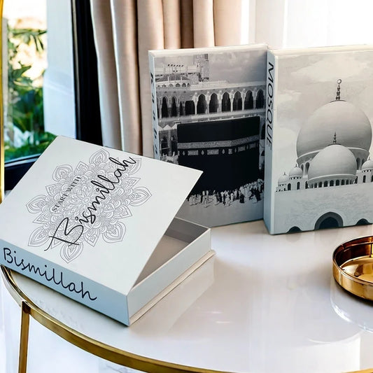 Islam Luxury Fake Book Storage Box Islamic Kaaba Mosque Decorative Books Home Decor Coffee Table Bedroom Interior Decoration